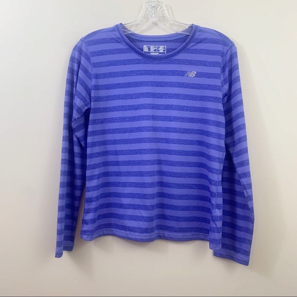 New Balance Lighting Dry Striped Purple Long Sleeve Athletic Top